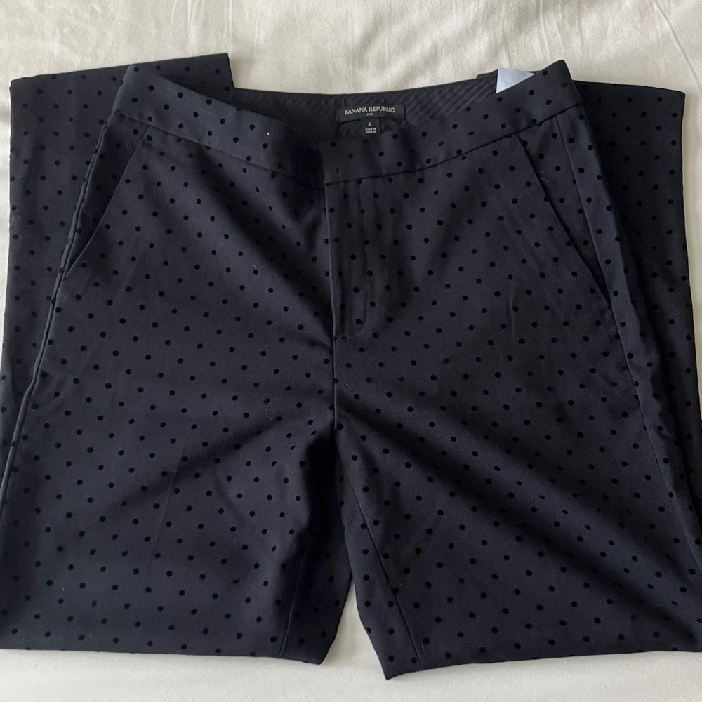Banana Republic Black Polka Dot Straight Leg Pants